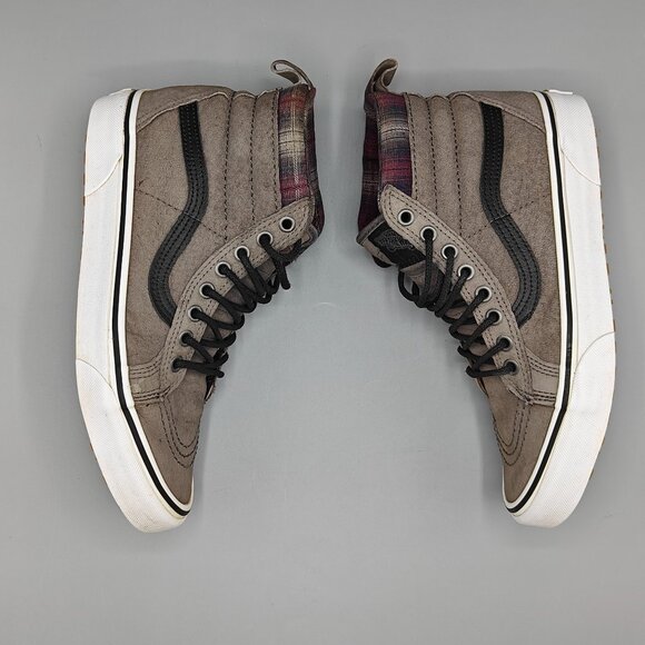 VANS "Off The Wall" Sk8-Hi MTE Pewter/Plaid Skate Shoes - Picture 5 of 11